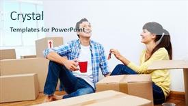  Presentation with new home - Audience pleasing presentation design consisting of steamed flour with minced coconut wrap sweet mashed coconut as khanom toom in thai top view backdrop and a gray colored foreground