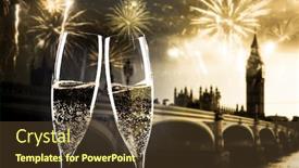  Presentation with new year - Audience pleasing theme consisting of celebrating-new-year-s-eve backdrop and a tawny brown colored foreground