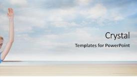  Presentation with role play woman and man - Cool new PPT theme with celebrating on beach with plane backdrop and a  colored foreground