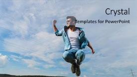  Presentation with multiethnics familly jumping in the air - Theme featuring celebrating outside in the field background and a  colored foreground