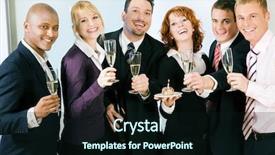  Presentation with celebrate office success - Colorful PPT theme enhanced with celebrating something in the office backdrop and a wine colored foreground