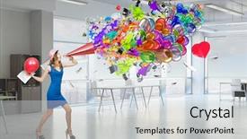  Presentation with anniversary - PPT theme consisting of celebrating success or anniversary mixed background and a sky blue colored foreground