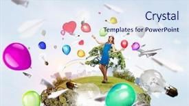  Presentation with anniversary - PPT theme consisting of celebrating success or anniversary mixed media background and a sky blue colored foreground