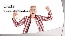  Presentation with celebrate office success - Audience pleasing slides consisting of celebrating success while holding money backdrop and a white colored foreground