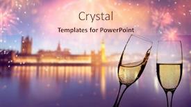  Presentation with fireworks - Cool new slide set with celebrating the new year in london with champagne and fireworks backdrop and a lemonade colored foreground