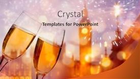  Presentation with london - Amazing presentation theme having celebrating the new year in london with champagne and fireworks backdrop and a lemonade colored foreground