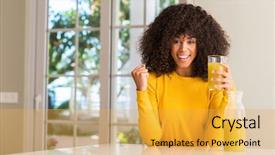  Presentation with women success - Amazing theme having celebrating victory and success backdrop and a  colored foreground