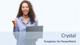  Presentation with computer - Colorful presentation theme enhanced with celebrating victory and success backdrop and a sky blue colored foreground