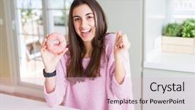  Presentation with abstract beautiful black pink glitter - Audience pleasing slide set consisting of beautiful young woman eating pink backdrop and a  colored foreground