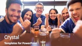  Presentation with victory sport - Cool new slides with celebrating victory at bar backdrop and a tawny brown colored foreground