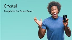  Presentation with afro - Presentation theme consisting of celebrating victory screaming with big background and a light blue colored foreground