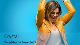  Presentation with victory - Presentation design having celebrating victory triumphant blue background and a cyan colored foreground