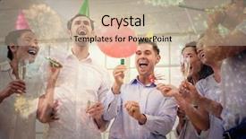  Presentation with business casual - Slide deck enhanced with celebrating with champagne and party background and a mint green colored foreground