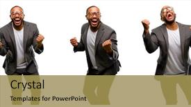 Presentation with american energy - Slide set consisting of celebration - african american man with beard background and a gold colored foreground