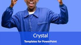  Presentation with energy power - Audience pleasing presentation theme consisting of celebration - african black plumber man happy backdrop and a cobalt blue colored foreground