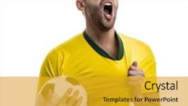  Presentation with brazilian candies - Colorful PPT theme enhanced with celebration - brazilian fan celebrating on white backdrop and a gold colored foreground