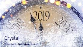  Presentation with new year 2019 - Beautiful PPT layouts featuring celebration - countdown to midnight retro style backdrop and a sky blue colored foreground