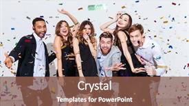  Presentation with group of happy couples - PPT theme having celebration - group of happy young people background and a tawny brown colored foreground