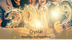  Presentation with annual party 2019 - Presentation theme having celebration - group of party people celebrating background and a yellow colored foreground