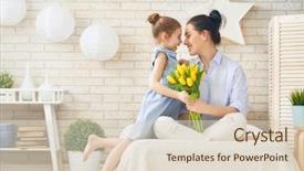  Presentation with mother child - PPT theme featuring celebration - happy mother's day child daughter background and a lemonade colored foreground