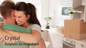  Presentation with romantic birthday couple celebrate - Audience pleasing PPT theme consisting of celebration - hugging couple celebrating moving backdrop and a coral colored foreground