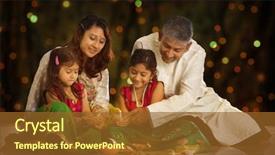  Presentation with indian traditional - Theme enhanced with celebration - indian family in traditional sari background and a tawny brown colored foreground