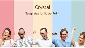  Presentation with women success - Presentation design consisting of celebration - mixed group of people women background and a cream colored foreground