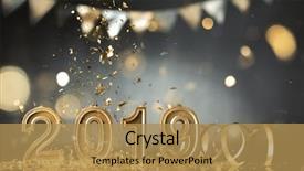  Presentation with new year 2019 - PPT theme featuring celebration - new year decoration closeup background and a coral colored foreground