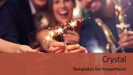  Presentation with friends - Colorful slide deck enhanced with celebration - picture showing group of friends backdrop and a red colored foreground