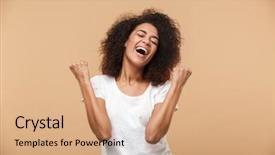  Presentation with young man and a woman - PPT theme featuring celebration - portrait of a happy young background and a coral colored foreground