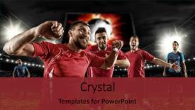  Presentation with goal - PPT theme having celebration - soccer player on stadium celebrating background and a tawny brown colored foreground