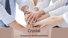  Presentation with victory team - Amazing slide deck having company celebration - success and winning concept backdrop and a coral colored foreground