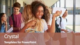  Presentation with exam - PPT theme consisting of celebration - two girls celebrating exam results background and a coral colored foreground