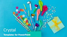  Presentation with birthday celebration - Slide deck having celebration-and-decoration-concept-gift background and a teal colored foreground