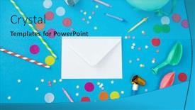  Presentation with colorful celebration - Slide set featuring celebration-and-decoration-concept-white background and a cyan colored foreground