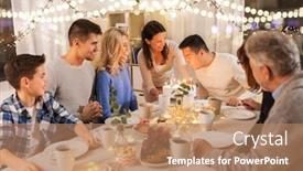  Presentation with party candles - Audience pleasing PPT layouts consisting of man blowing candles on birthday backdrop and a coral colored foreground