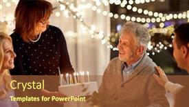  Presentation with birthday celebration - PPT theme enhanced with celebration and family concept - happy family having birthday party at home background and a red colored foreground