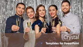  Presentation with toasting - Audience pleasing PPT theme consisting of celebration-and-holidays-concept-happy backdrop and a coral colored foreground