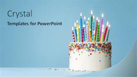  Presentation with sprinkles - Presentation design with celebration-birthday-cake-with-colorful background and a light blue colored foreground
