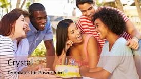  Presentation with birthday album - Presentation design enhanced with celebration black - group of friends celebrating birthday background and a coral colored foreground