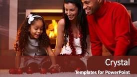  Presentation with home black family - PPT theme featuring celebration black - happy interracial family having fun background and a tawny brown colored foreground