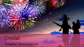  Presentation with children parents - Amazing PPT theme having celebration colourful - parents with two children watching backdrop and a violet colored foreground