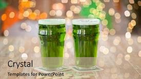  Presentation with green gold - Slide set featuring celebration concept - glasses of green background and a soft green colored foreground