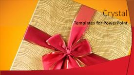  Presentation with colorful celebration - PPT layouts featuring celebration-concept-gift-box-against background and a gold colored foreground