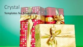  Presentation with colorful celebration - Presentation theme having celebration-concept-gift-box-against background and a arctic colored foreground