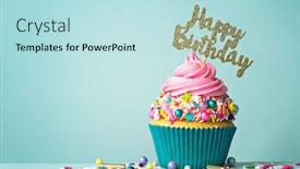  Presentation with birthday celebration - Presentation theme consisting of pink gold glitter - celebration cupcake with happy birthday background and a sky blue colored foreground