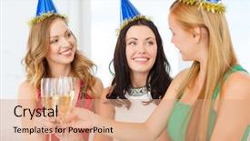  Presentation with birthday celebration - Theme having celebration drinks friends bachelorette party background and a coral colored foreground