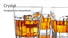  Presentation with whisky - PPT layouts consisting of celebration elit - glasses of whisky with ice background and a  colored foreground