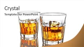  Presentation with whisky - PPT theme enhanced with celebration elit - glasses of whisky with ice background and a white colored foreground