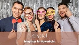  Presentation with happy holiday - Colorful presentation theme enhanced with celebration-fun-and-holiday-concept backdrop and a coral colored foreground